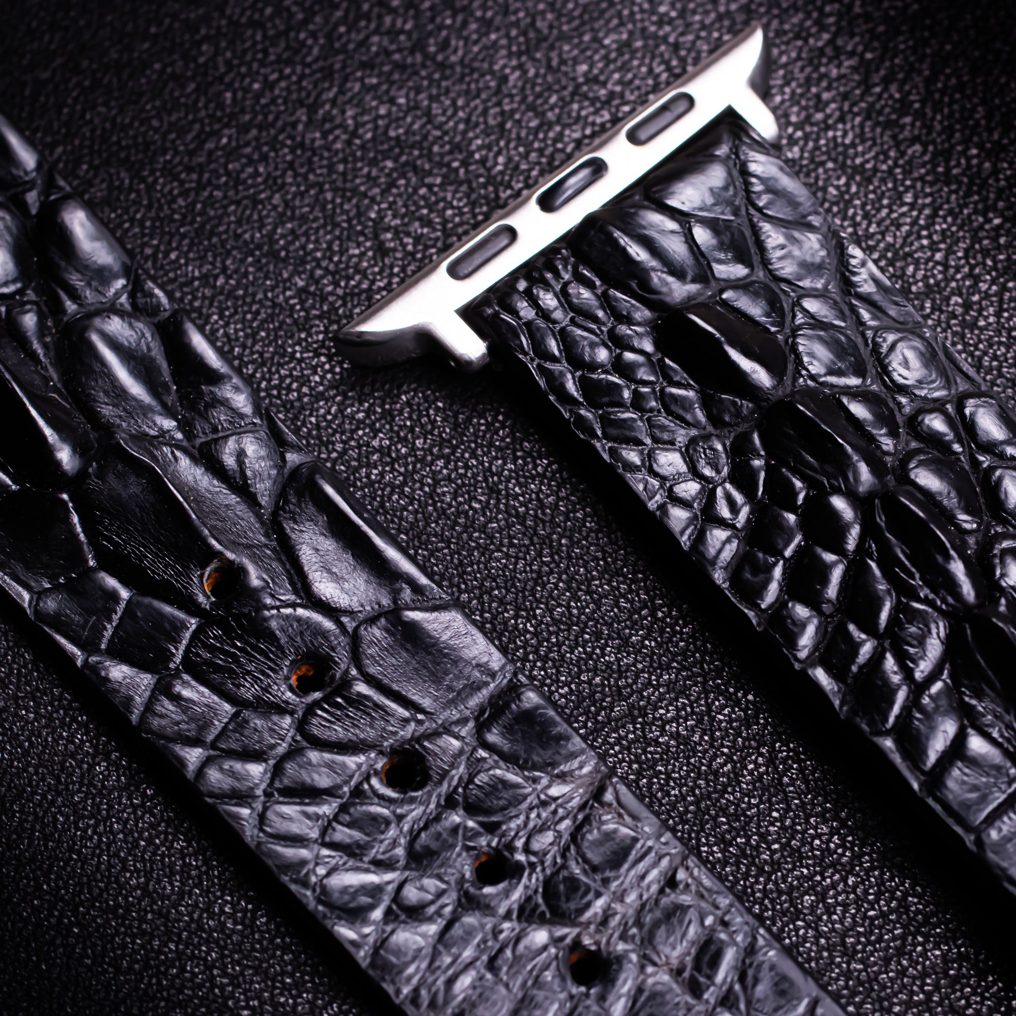 Black Horned Alligator Leg Apple Watch Band