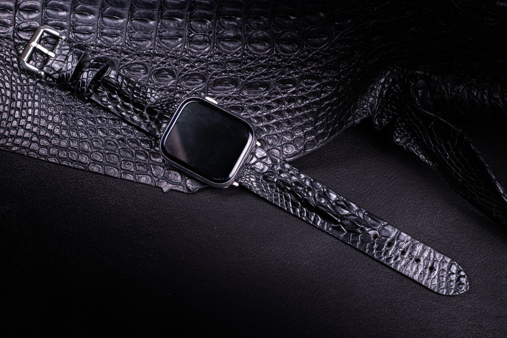 Black Horned Alligator Leg Apple Watch Band