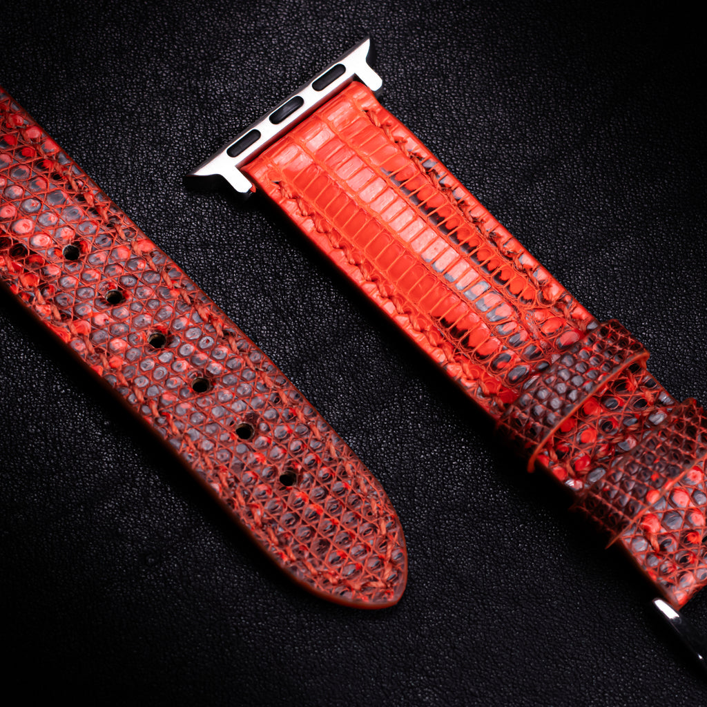 Vermillion Lizard Leather Apple Watch Band