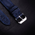 Prussian Blue Nubuck Alligator Leather Apple Watch Band