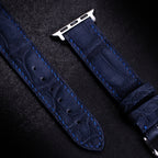 Prussian Blue Nubuck Alligator Leather Apple Watch Band