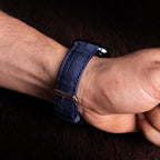 Prussian Blue Nubuck Alligator Leather Apple Watch Band