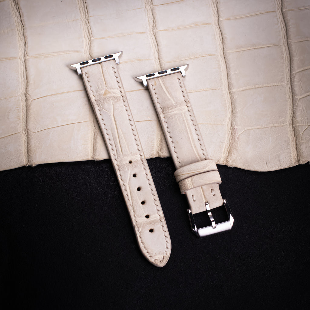 Linen Nubuck Alligator Leather Apple Watch Band