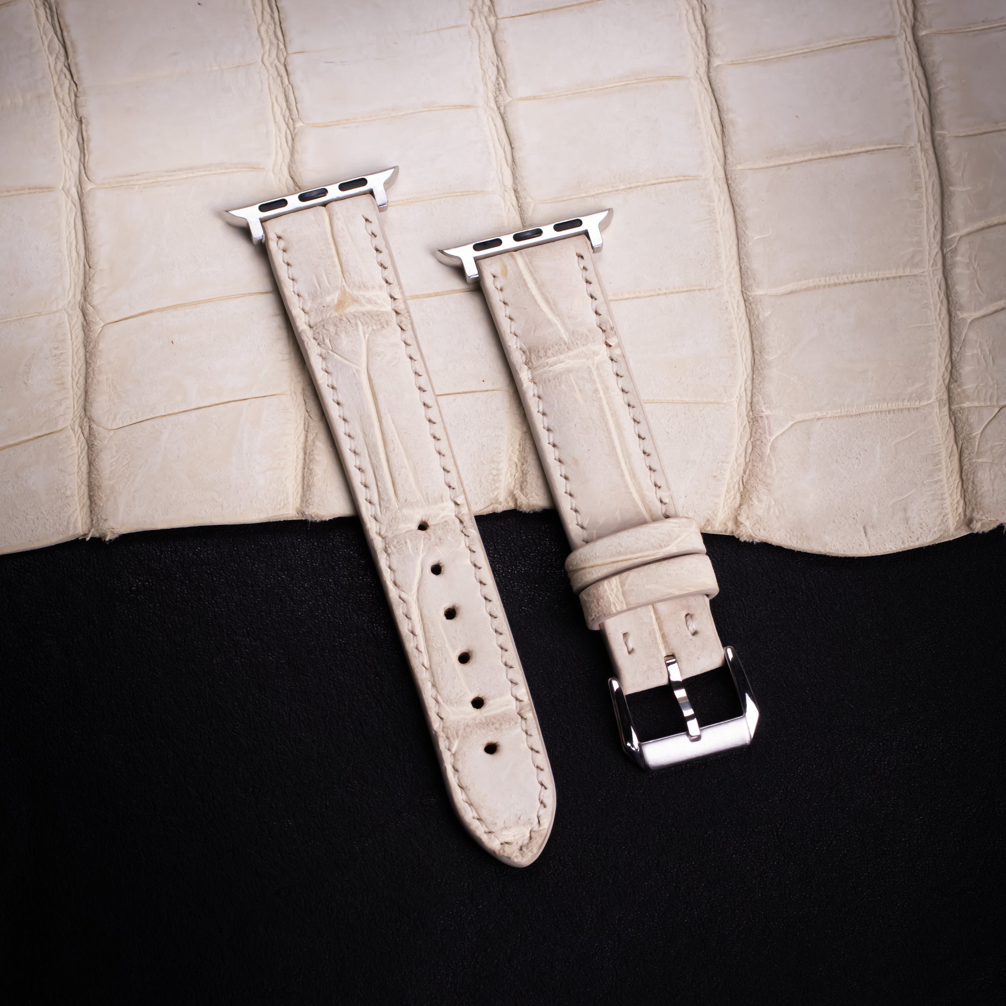 Linen Nubuck Alligator Leather Apple Watch Band