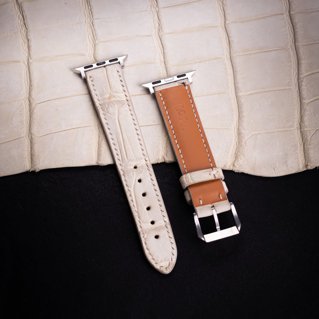 Linen Nubuck Alligator Leather Apple Watch Band