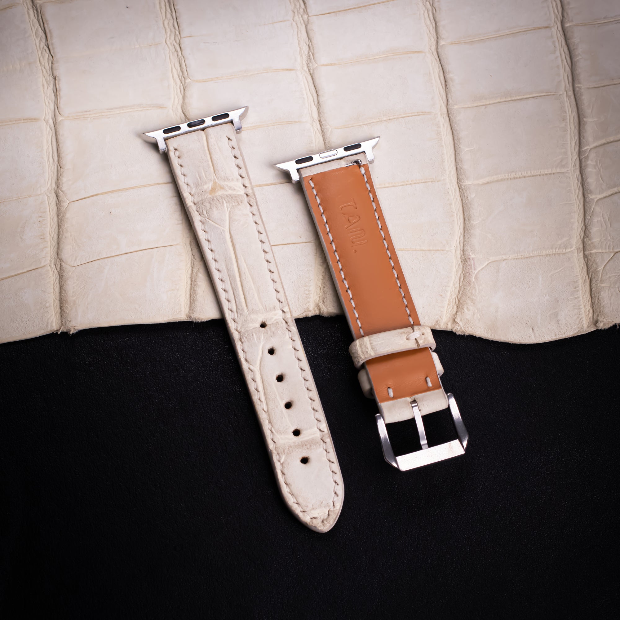 Linen Nubuck Alligator Leather Apple Watch Band