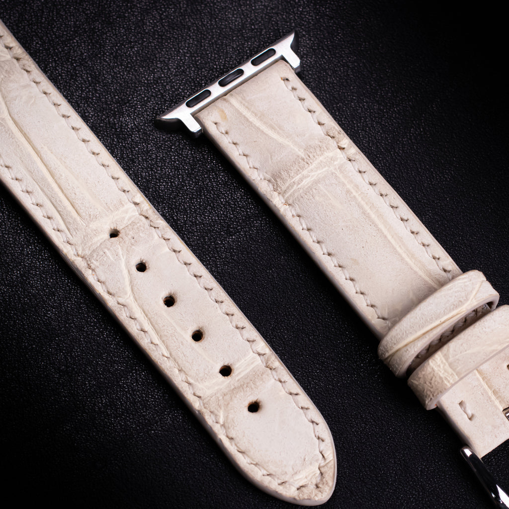 Linen Nubuck Alligator Leather Apple Watch Band