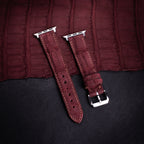 Burgundy Nubuck Alligator Leather Apple Watch Band