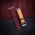 Burgundy Nubuck Alligator Leather Apple Watch Band
