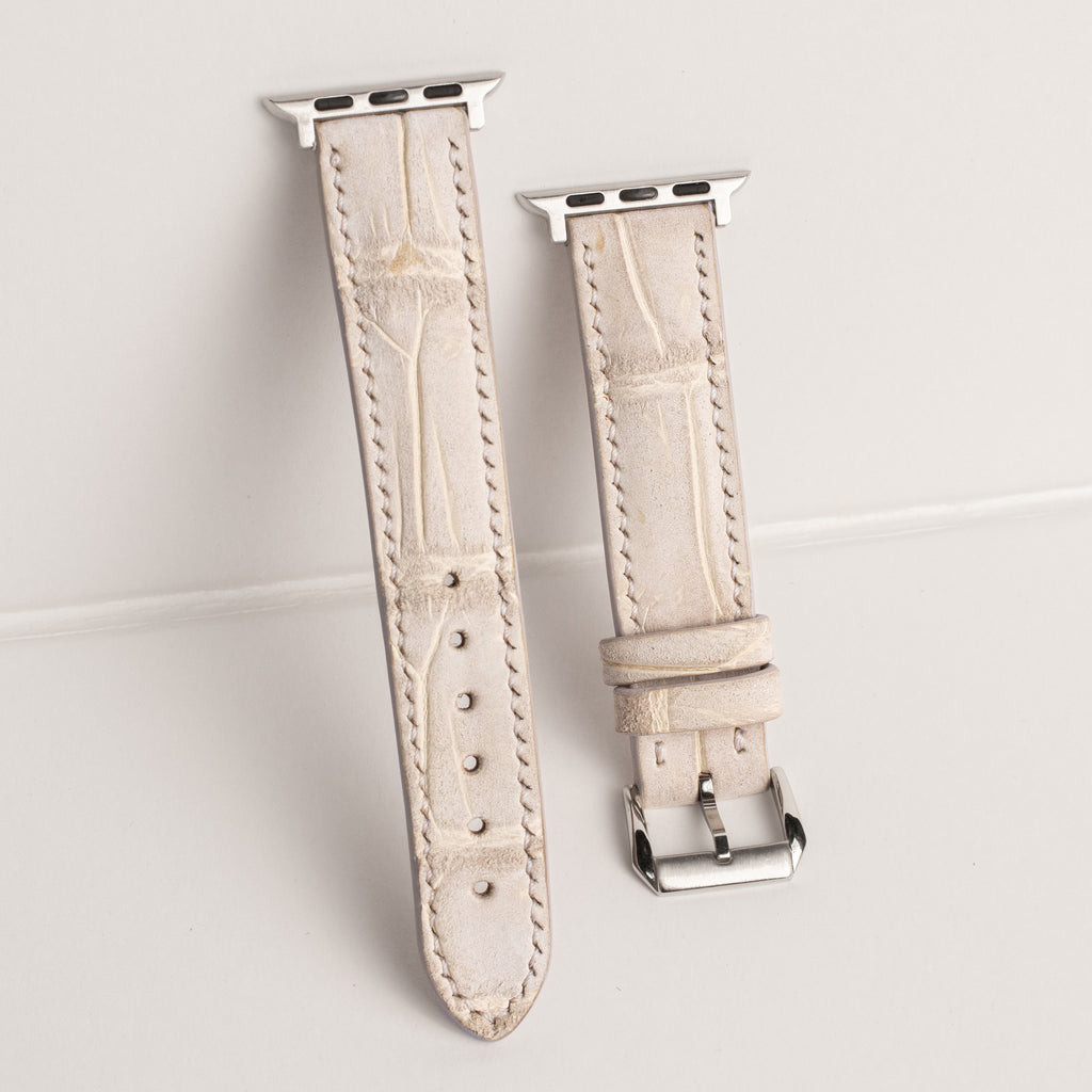 Linen Nubuck Alligator Leather Apple Watch Band
