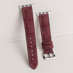 Burgundy Nubuck Alligator Leather Apple Watch Band