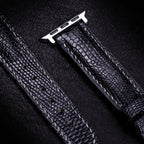 Black Lizard Leather Apple Watch Band