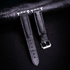 Black Lizard Leather Apple Watch Band
