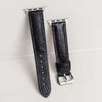 Black Lizard Leather Apple Watch Band