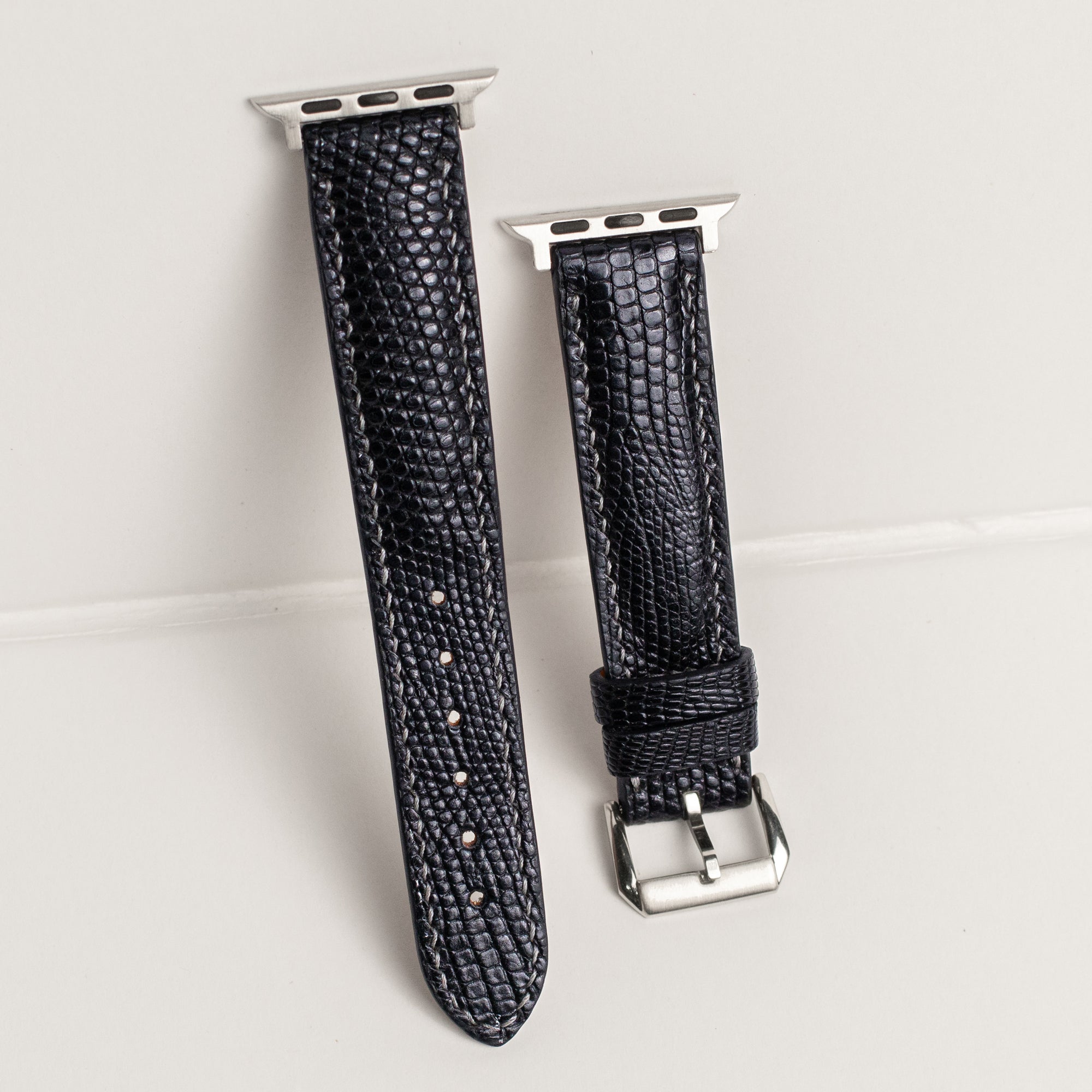 Black Lizard Leather Apple Watch Band