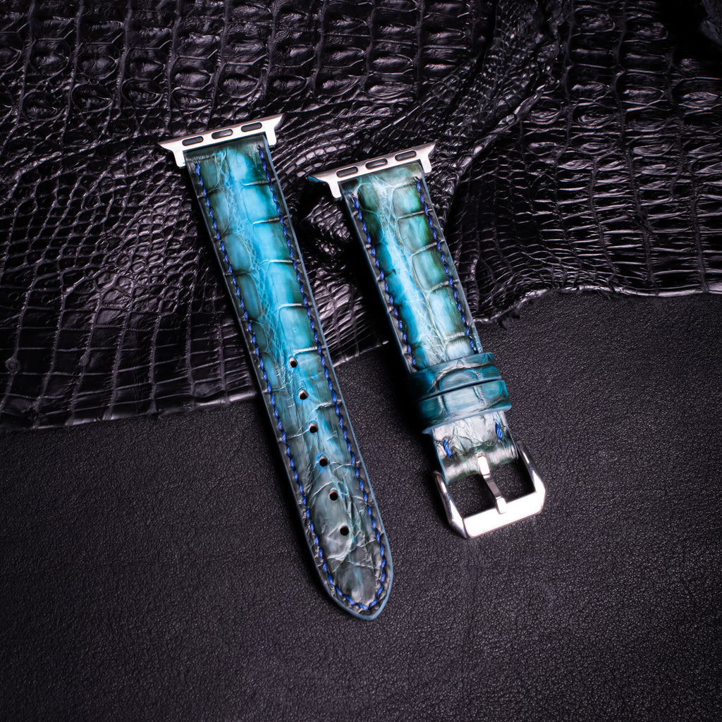 Peacock Patina Alligator Leather Apple Watch Band