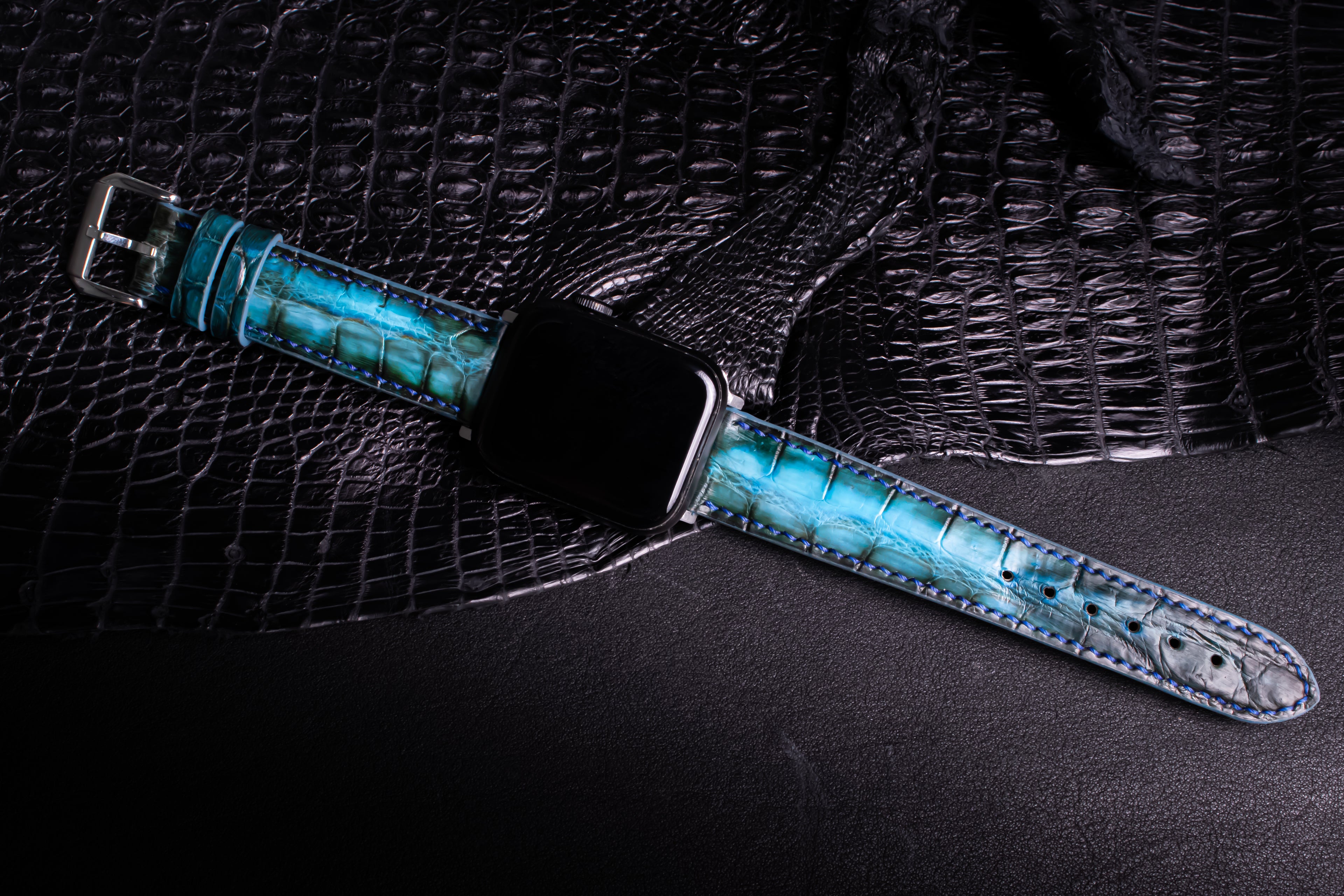 Peacock Patina Alligator Leather Apple Watch Band