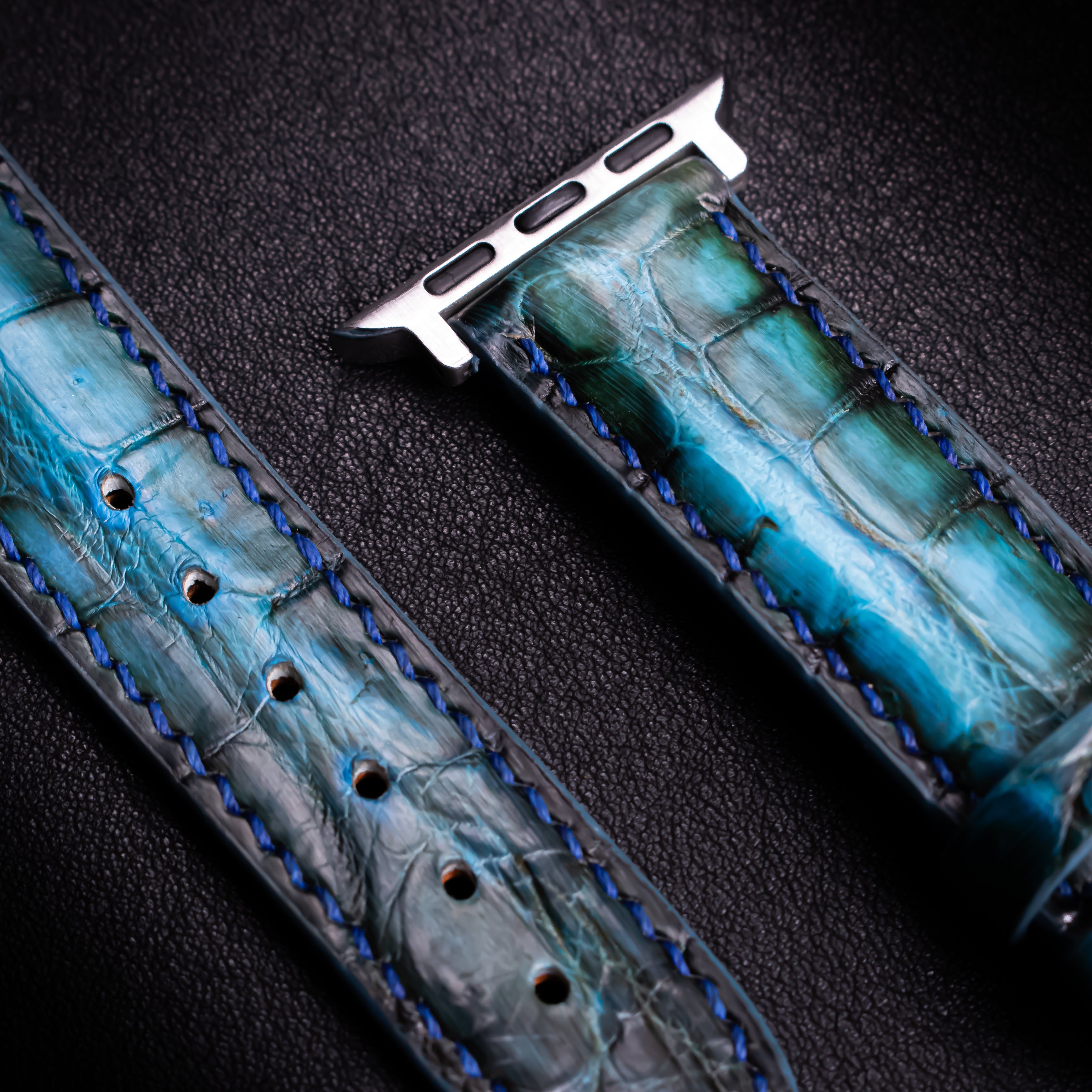 Peacock Patina Alligator Leather Apple Watch Band