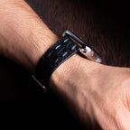 Black Double Hornback Alligator Apple Watch Band
