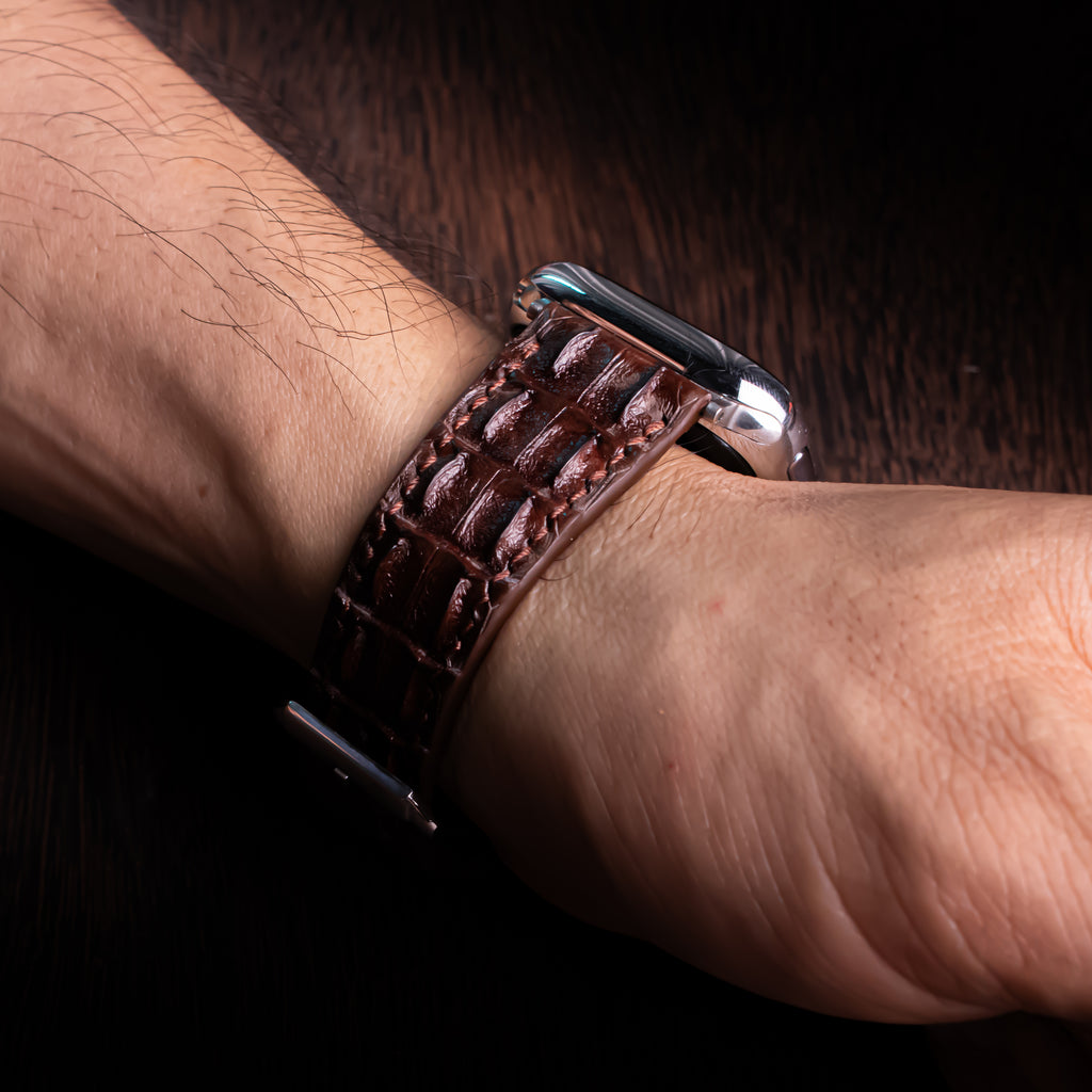 Brown Double Hornback Alligator Apple Watch Band