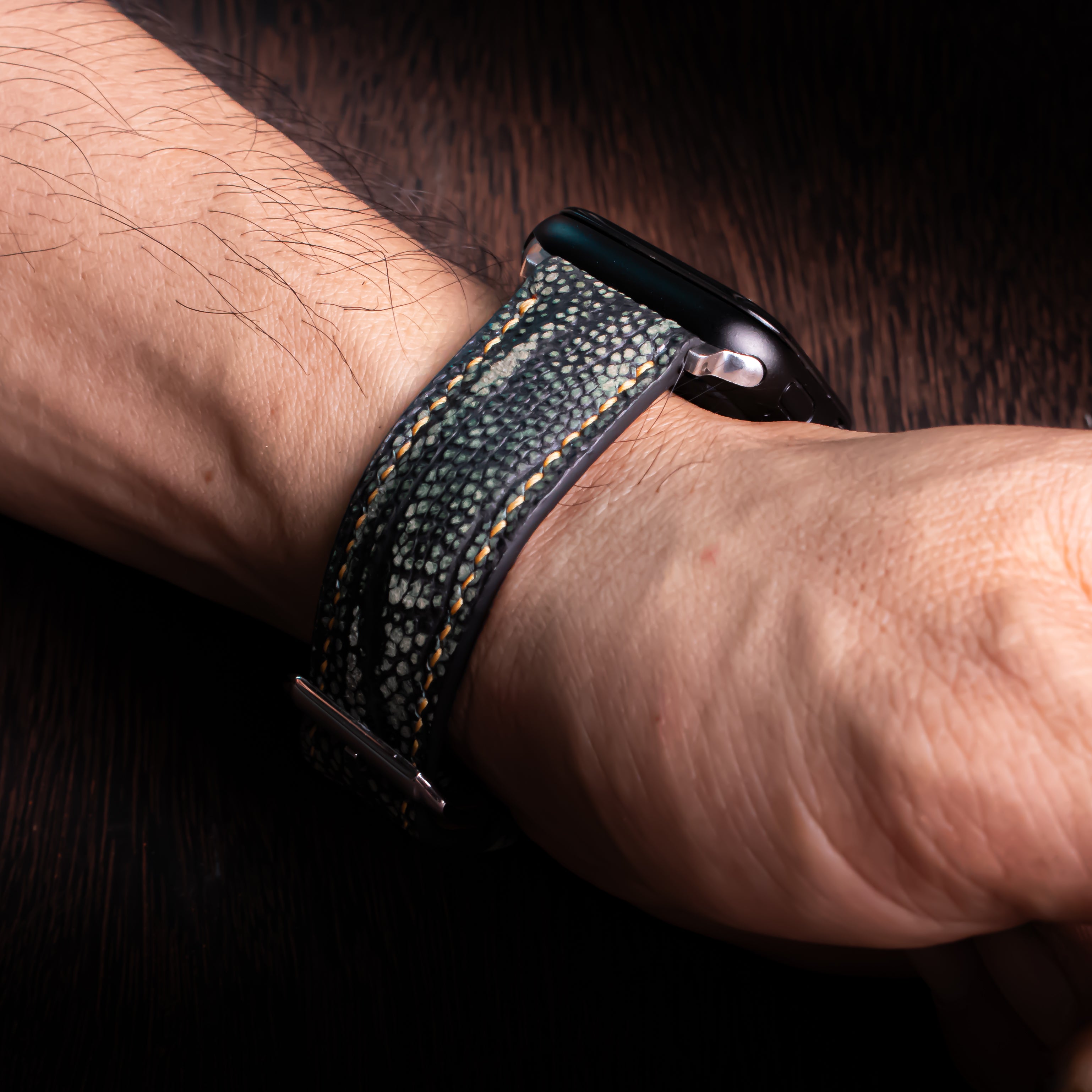 Forest Green Matte Ostrich Leg Leather Apple Watch Band