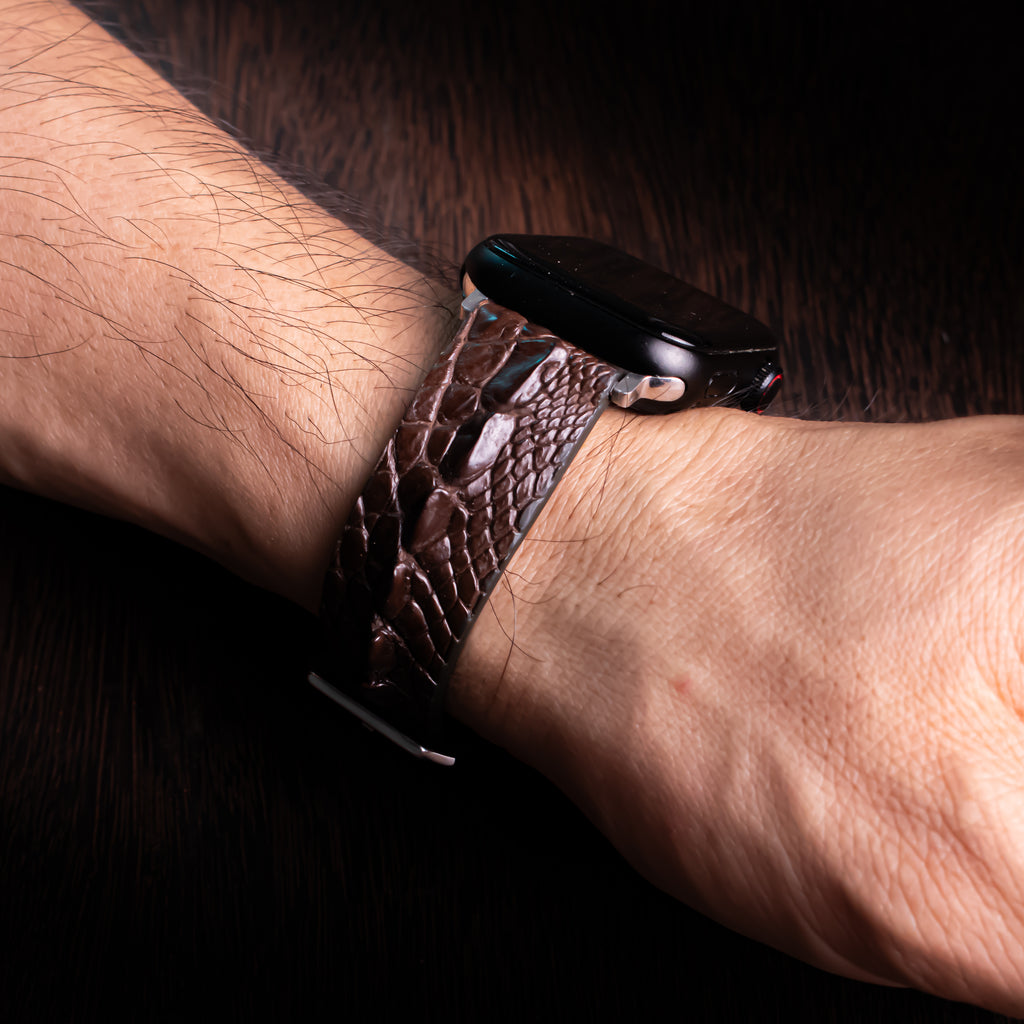 Dark Brown Horned Alligator Leg Apple Watch Band