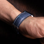 Steel Blue Lizard Leather Apple Watch Band