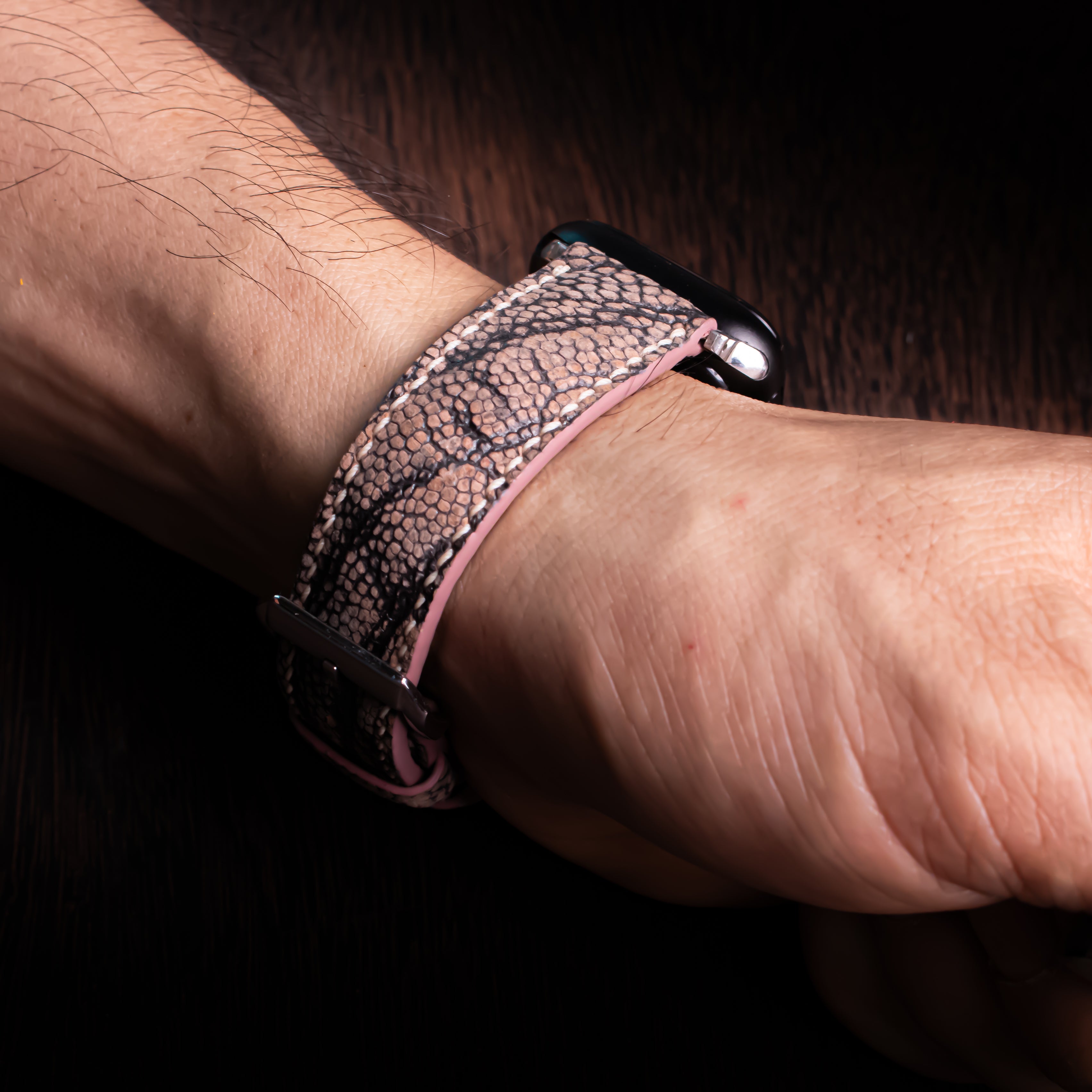 Rose Taupe Matte Ostrich Leather Apple Watch Band