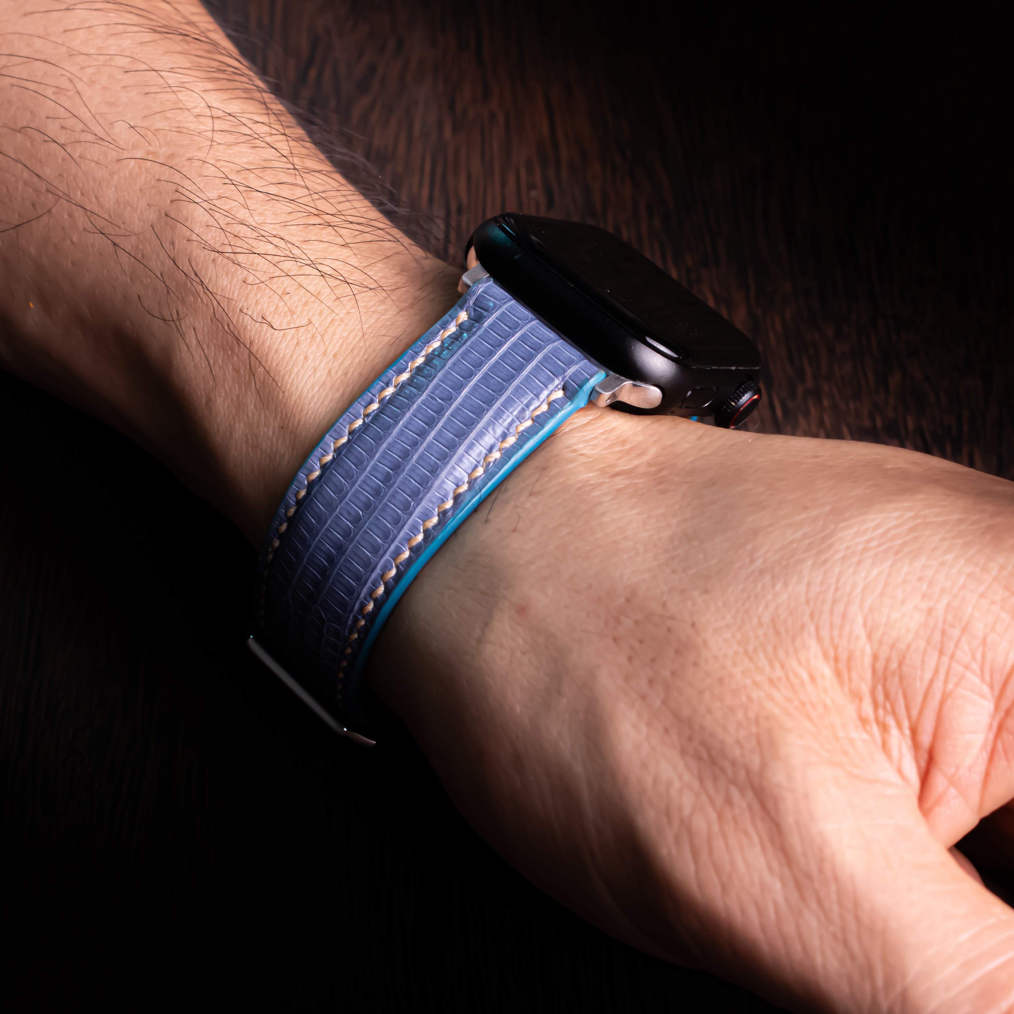 Dusty Blue Lizard Leather Apple Watch Band