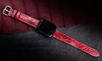 Bordeaux Glossy Ostrich Leg Leather Apple Watch Band (Scaled)