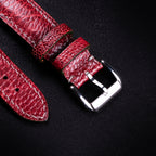 Scarlet Glossy Ostrich Leg Leather Apple Watch Band