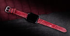 Scarlet Glossy Ostrich Leg Leather Apple Watch Band