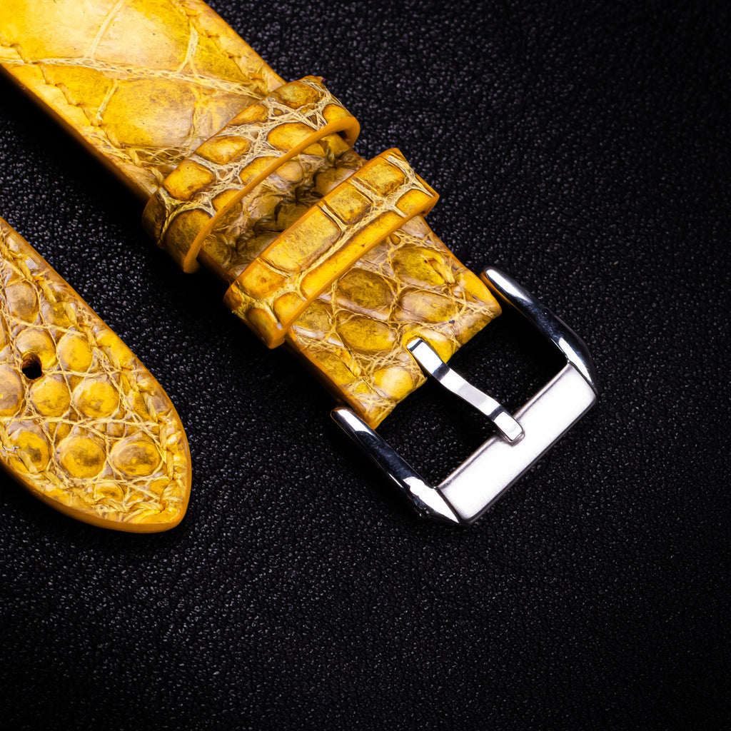 Dijon Yellow Alligator Leather Apple Watch Band (Belly)