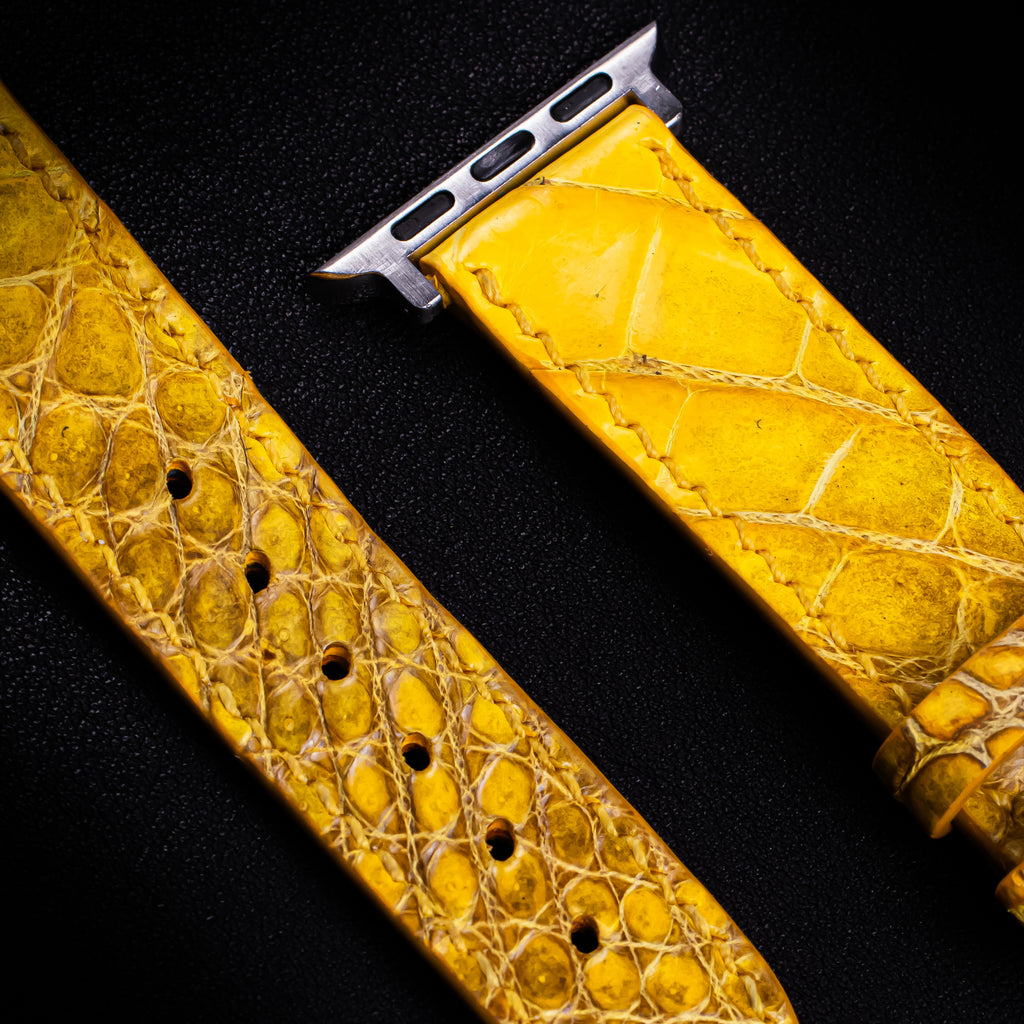 Dijon Yellow Alligator Leather Apple Watch Band (Belly)