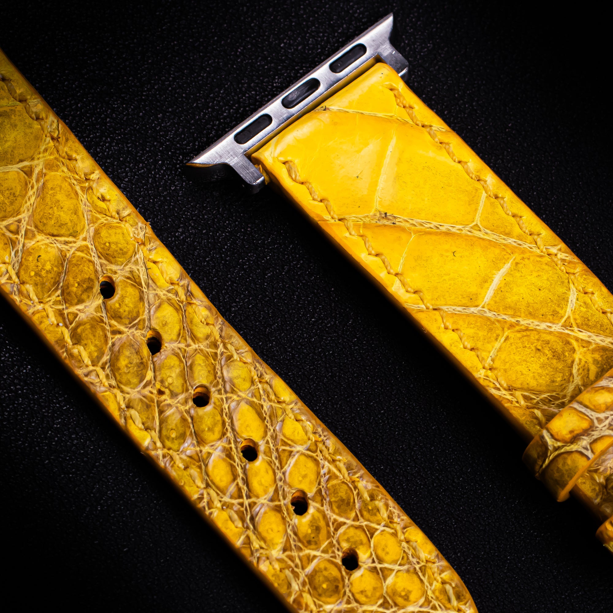 Dijon Yellow Alligator Leather Apple Watch Band (Belly)