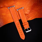 Tangerine Glossy Ostrich Leg Leather Apple Watch Band
