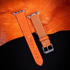 Tangerine Glossy Ostrich Leg Leather Apple Watch Band