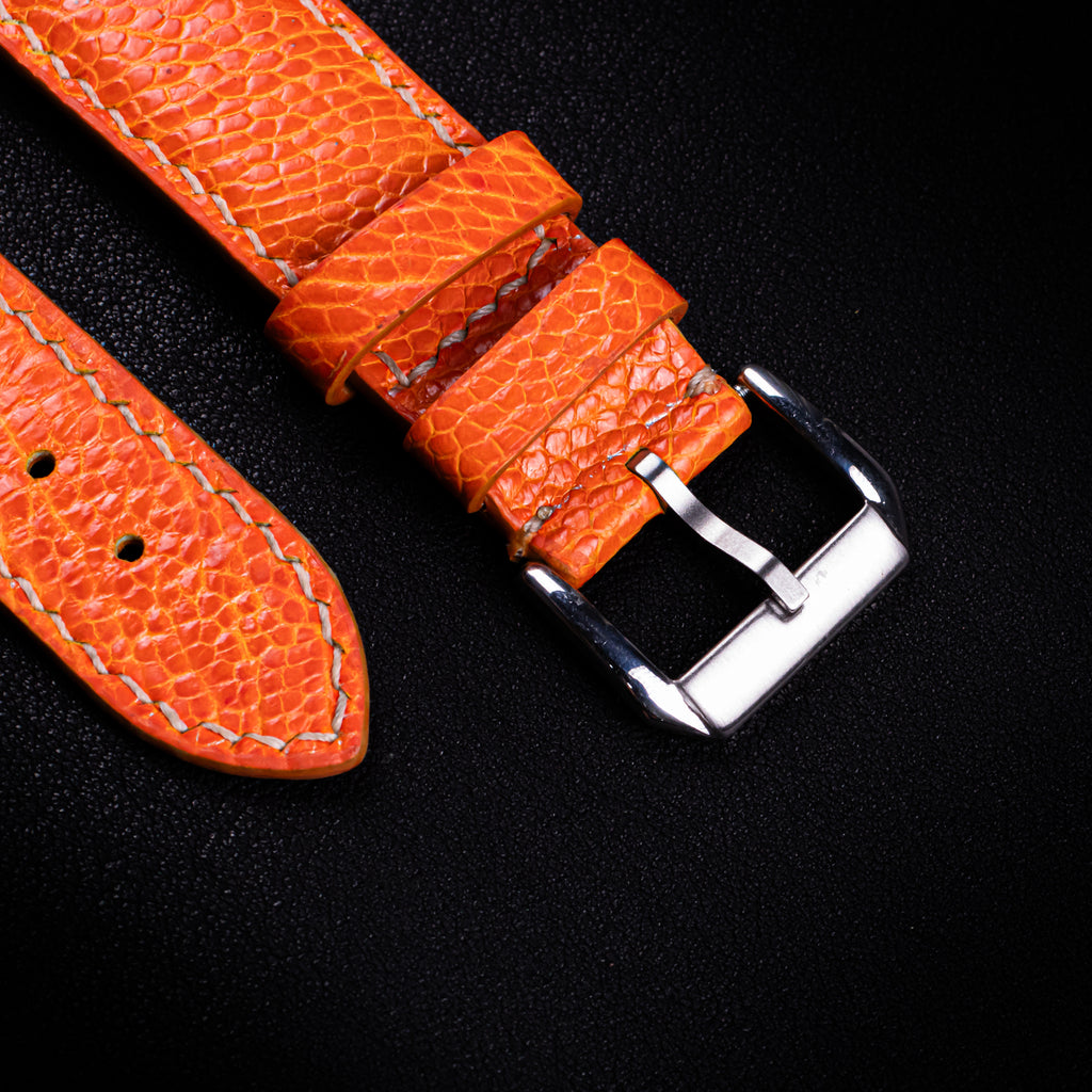 Tangerine Glossy Ostrich Leg Leather Apple Watch Band
