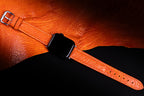 Tangerine Glossy Ostrich Leg Leather Apple Watch Band