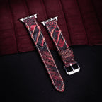 Crimson Eclipse Matte Ostrich Leg Leather Apple Watch Band (Scaled)