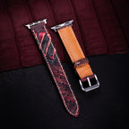 Crimson Eclipse Matte Ostrich Leg Leather Apple Watch Band (Scaled)