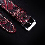 Crimson Eclipse Matte Ostrich Leg Leather Apple Watch Band (Scaled)