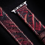 Crimson Eclipse Matte Ostrich Leg Leather Apple Watch Band (Scaled)