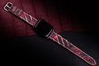 Crimson Eclipse Matte Ostrich Leg Leather Apple Watch Band (Scaled)