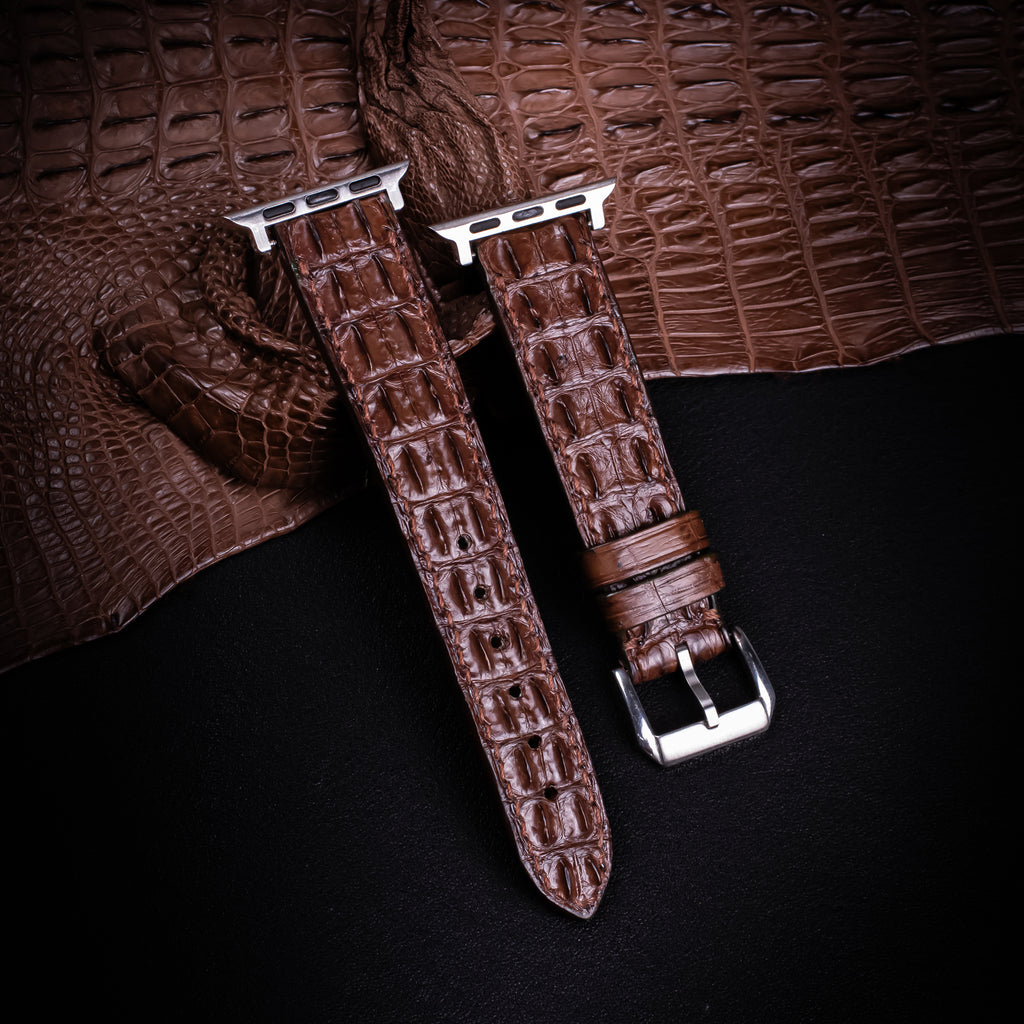 Brown Double Hornback Alligator Apple Watch Band