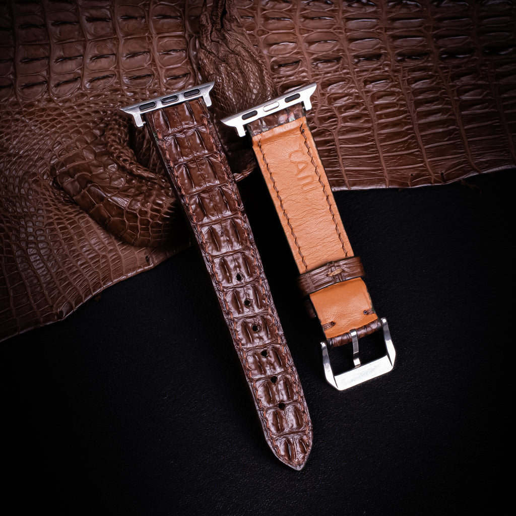 Brown Double Hornback Alligator Apple Watch Band