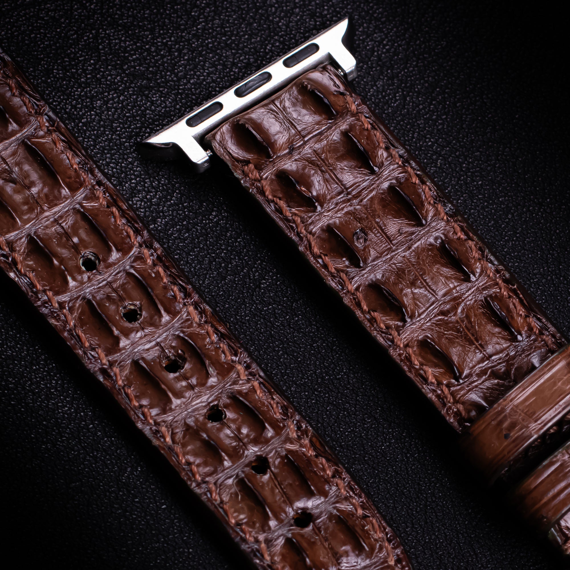Brown Double Hornback Alligator Apple Watch Band