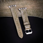 Olive Glossy Ostrich Leg Leather Apple Watch Band (Scaled)