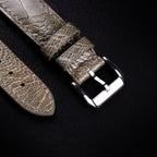 Olive Glossy Ostrich Leg Leather Apple Watch Band (Scaled)
