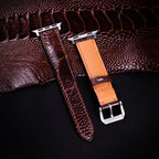 Espresso Glossy Ostrich Leg Leather Apple Watch Band (Scaled)